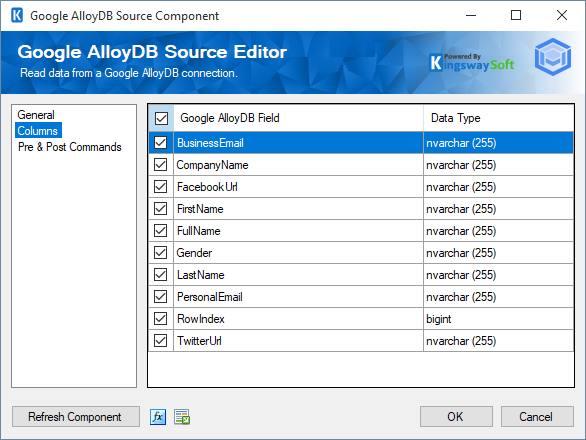 Google AlloyDB Source Component - Columns.png